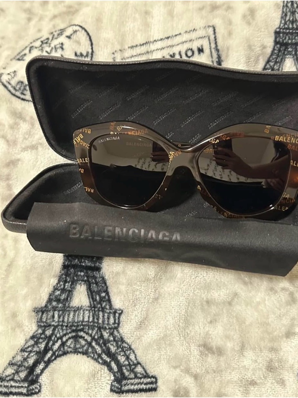 Balenciaga Women's Tortoiseshell Cat-Eye Sunglasses with Logo